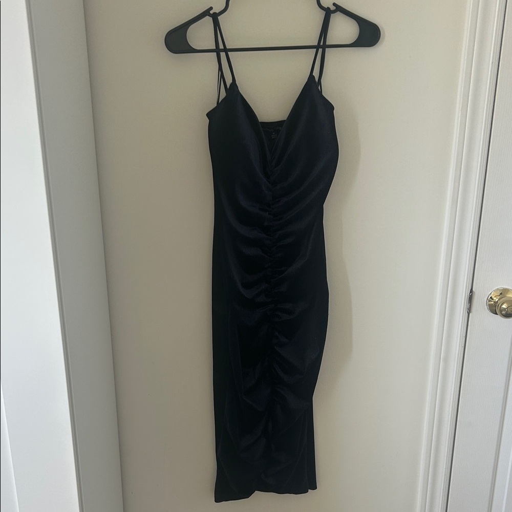 Elegant Navy Sparkly Ruched Dress